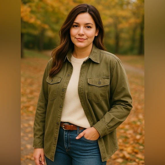 Banana Republic “Dillon” Olive Classic Fit Utility Military Shacket Shirt, XL - Picture 8 of 8